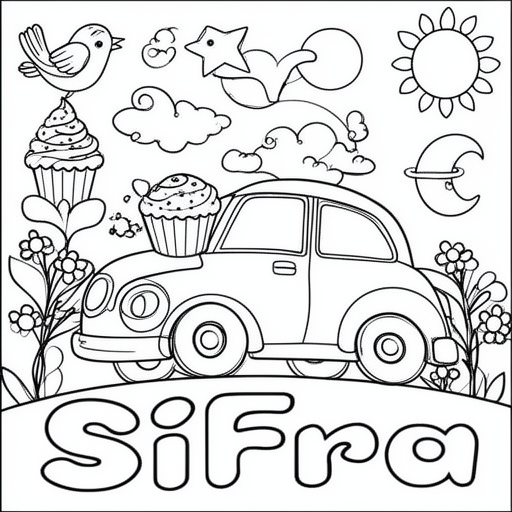 ijs bloem zon maan auto vogel cupcake hart ster kleurplaat voor kinderen