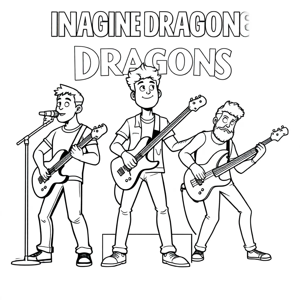 Imagine Dragons Band coloring page for children