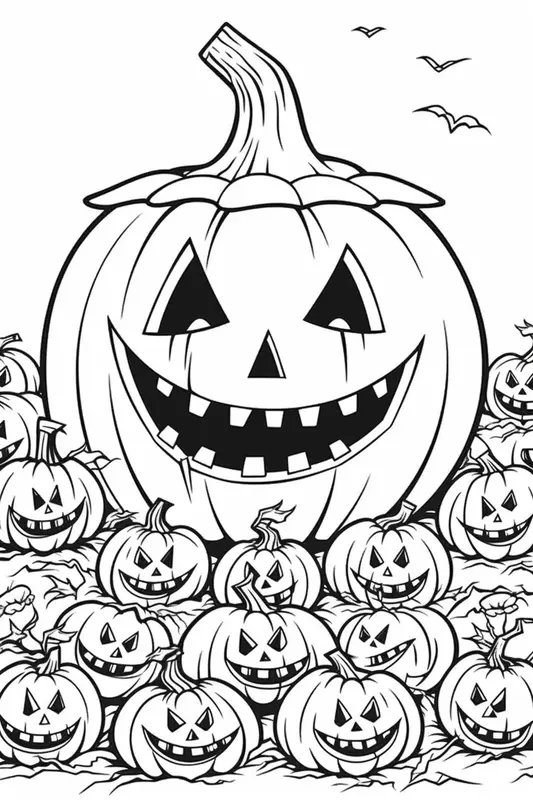 Jack O Lantern Grinning coloring page for children