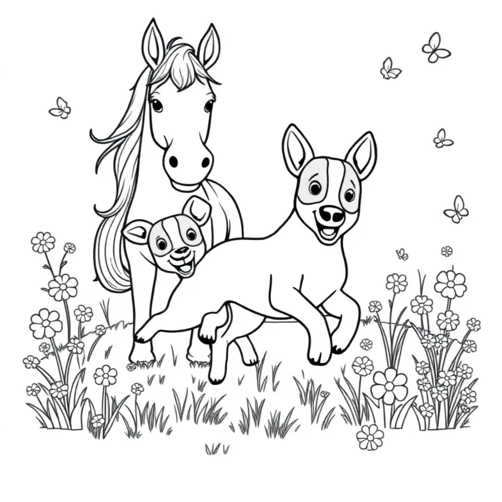 Jack Russel Met Paard coloring page for children
