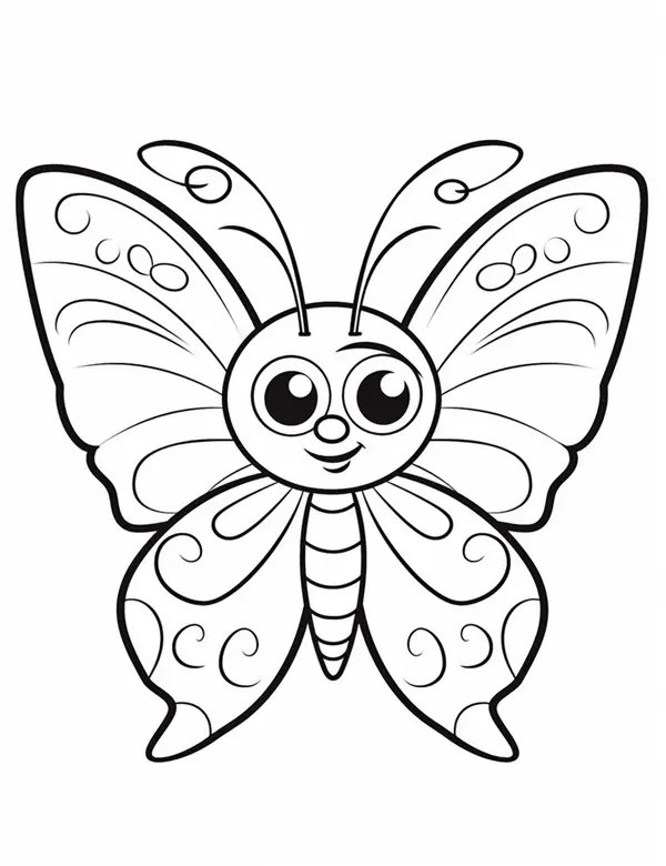 Joli Papillon Aux Grands Yeux coloring page for children