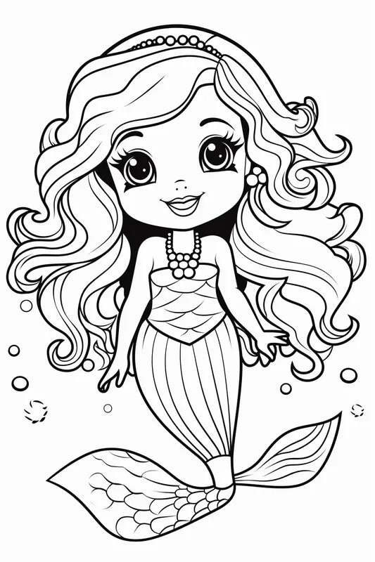 Jolie Sirene Avec Un Collier coloring page for children