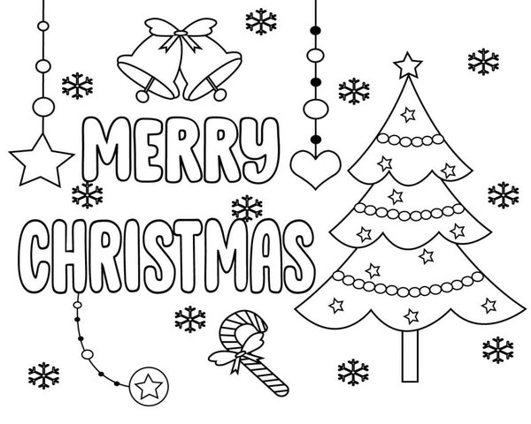 Joyeux Noel Avec L Arbre De Noel coloring page for children