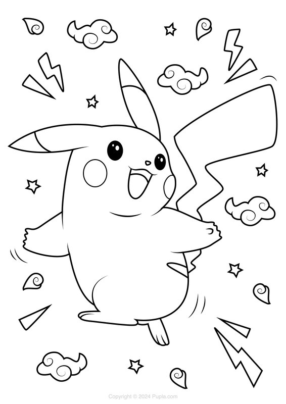 Joyeux Pikachu coloring page for children