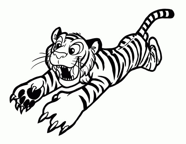 Jumping Tiger coloring page for children