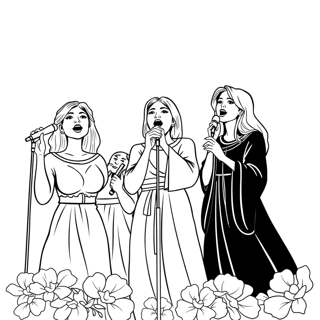 K3 Muziek Popgroep Vrolijk Meisjes coloring page for children