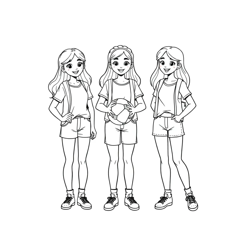 K3 Popgroep Meiden Muziek Dans coloring page for children