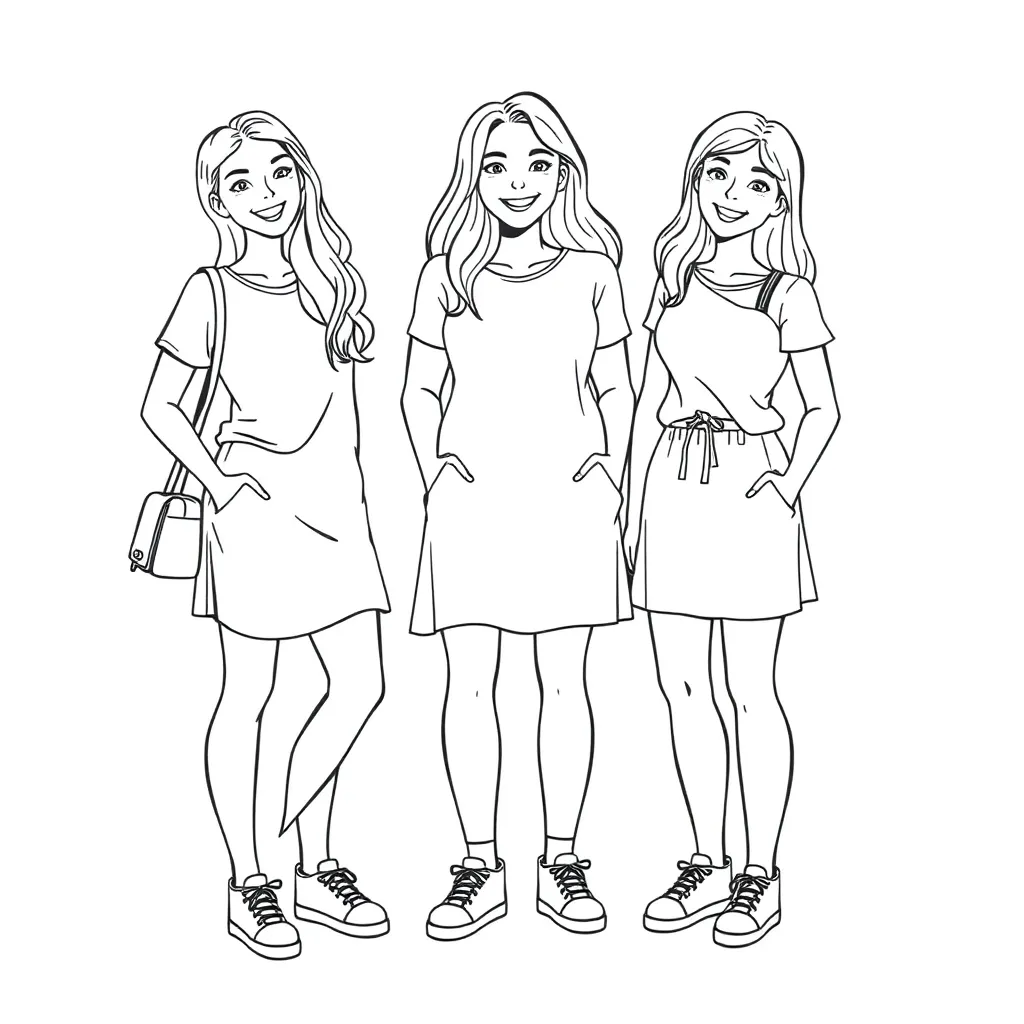 K3 Popgroep Muziek Meisjes Zang coloring page for children