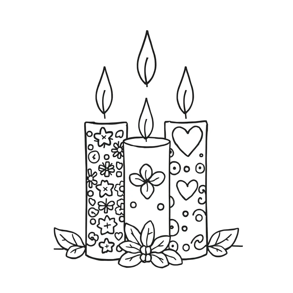 Kaarsen Kerstthema coloring page for children
