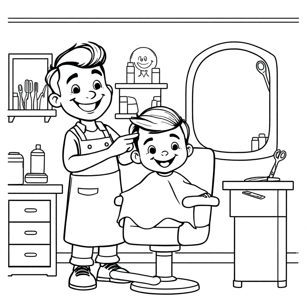 kapper kleurplaat voor kinderen