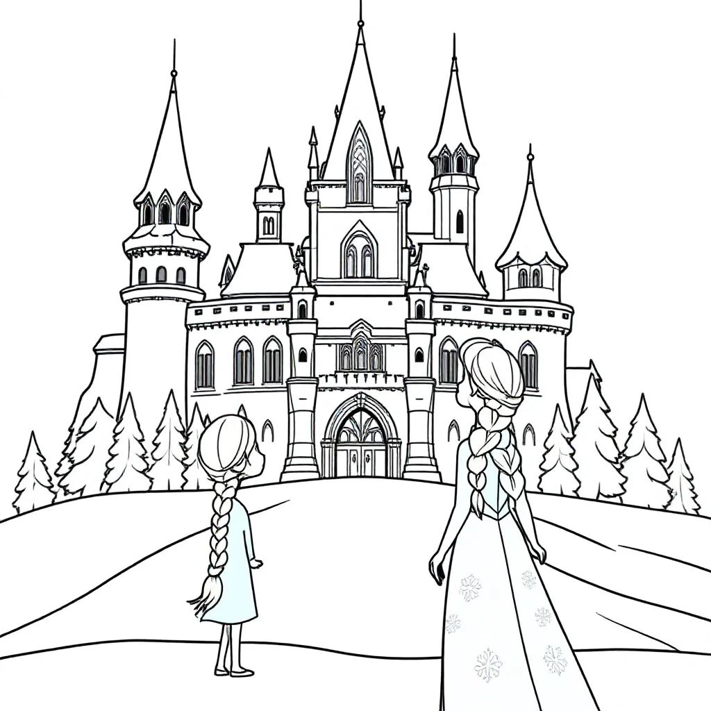 Kasteel Frozen coloring page for children