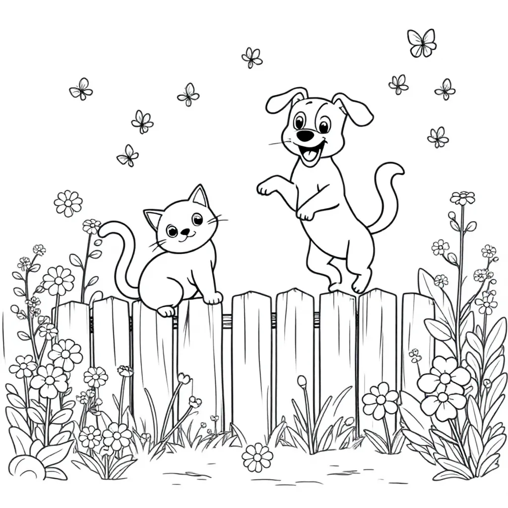 Kat En Hond coloring page for children