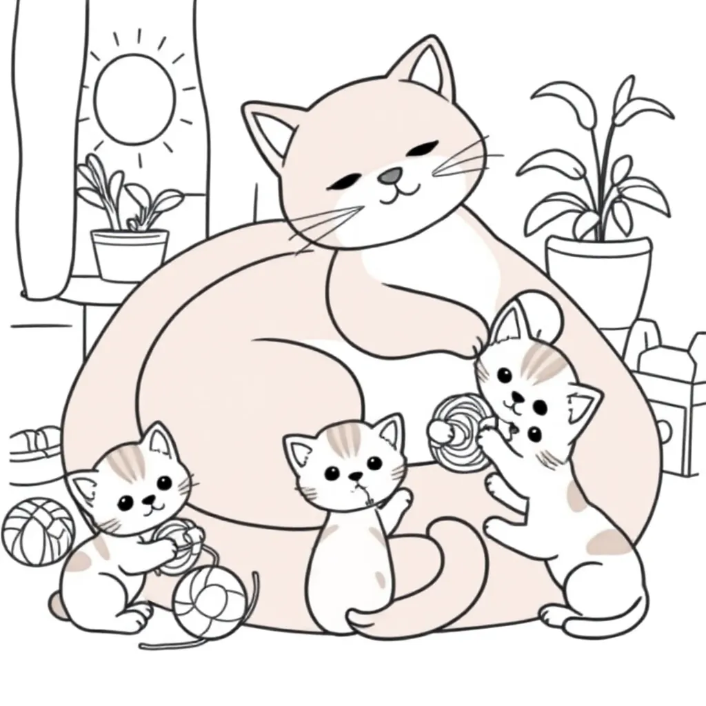 Kat En Kittens coloring page for children