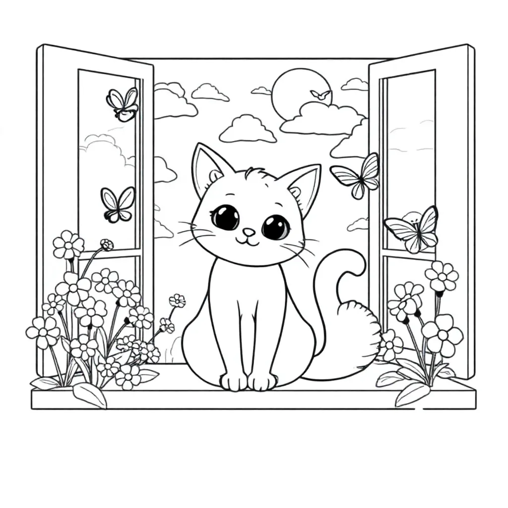 Kat coloring page for children