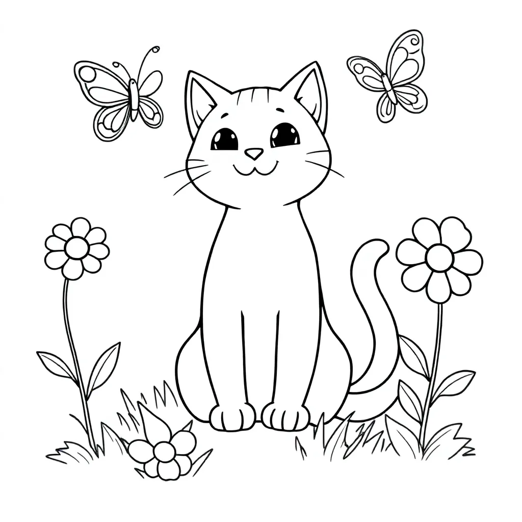 kat kleurplaat voor kinderen