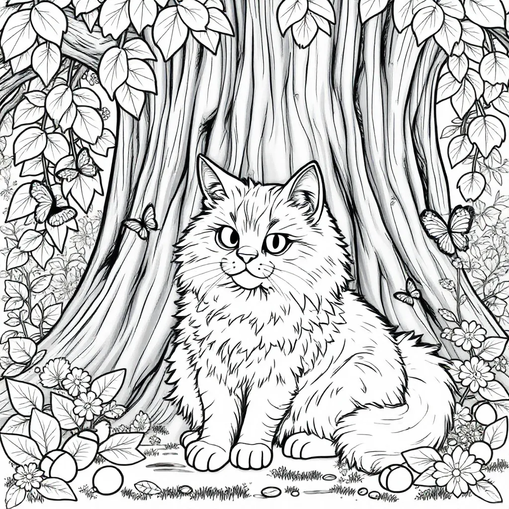 kat kleurplaat voor kinderen