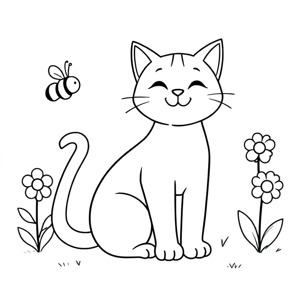 kat kleurplaat voor kinderen