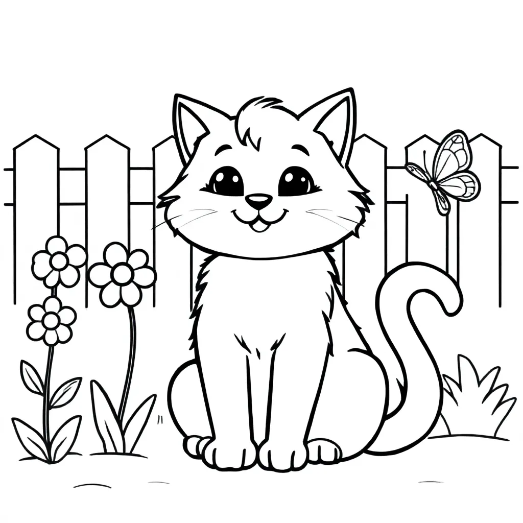 kat kleurplaat voor kinderen