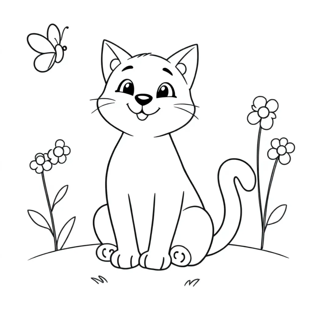 kat kleurplaat voor kinderen