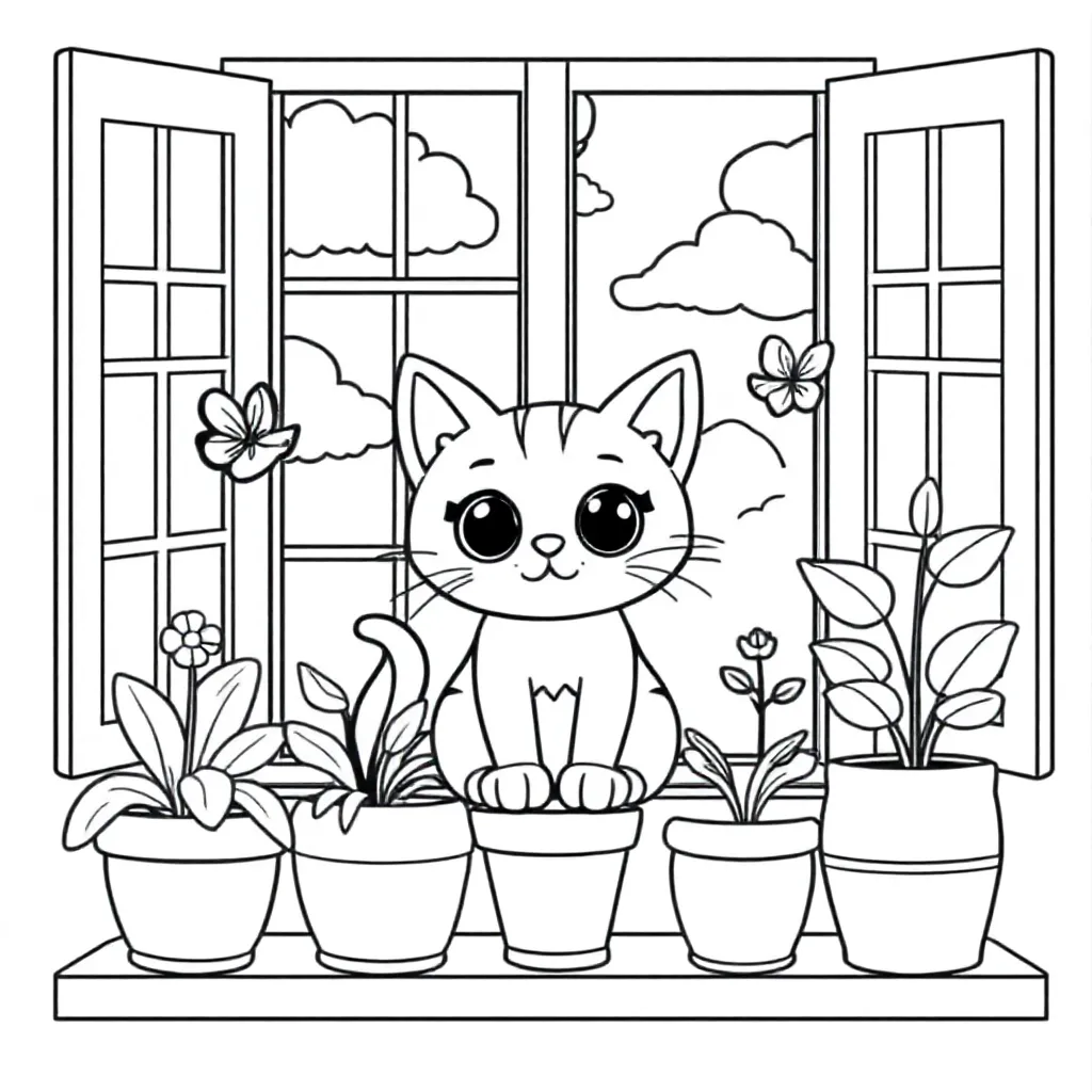 Kat coloring page for children