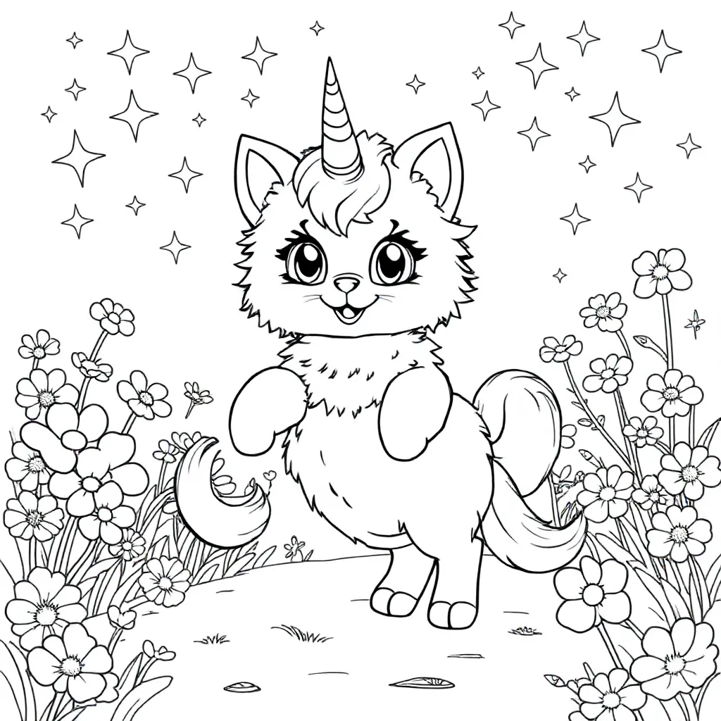 Katje Unicorn coloring page for children