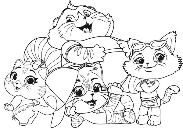 Katten 44 Samen coloring page for children