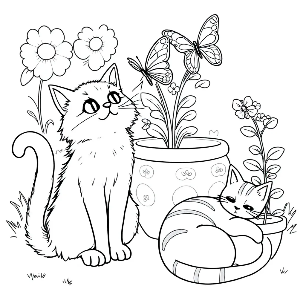 Katten coloring page for children