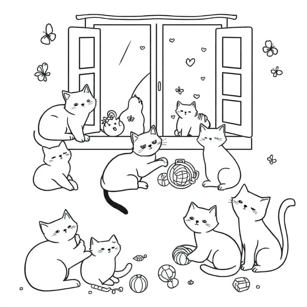 Katten coloring page for children