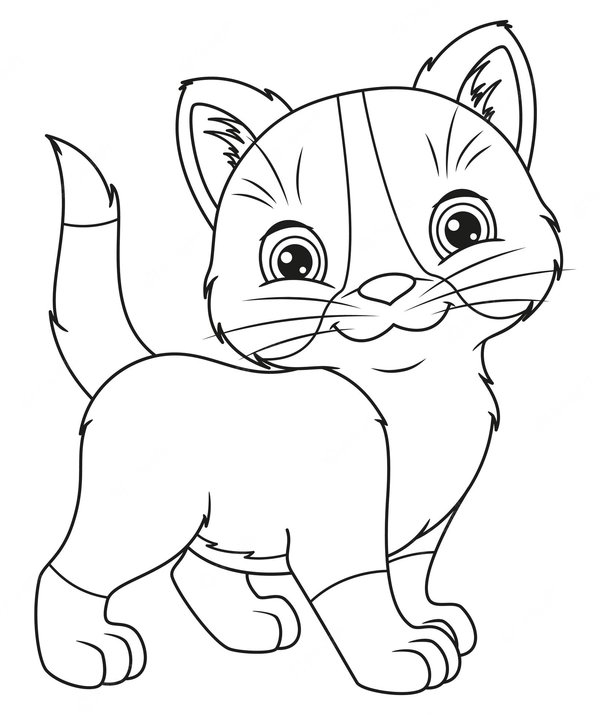 Katzchen Stehend Und Lachelnd coloring page for children
