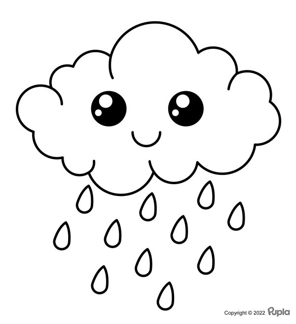 Kawaii Cloud Einfach und niedlich coloring page for children