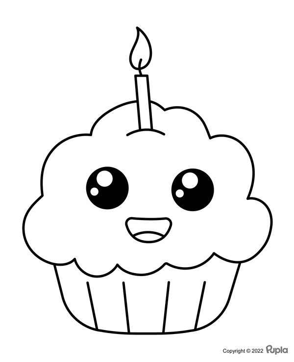 Kawaii Cupcake Einfach Und Niedlich coloring page for children