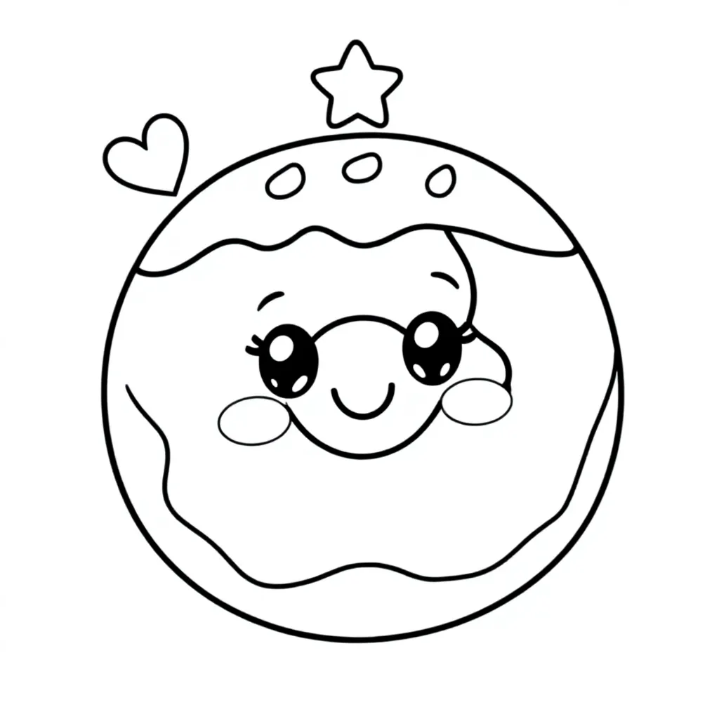 Kawaii Donut coloring page for children