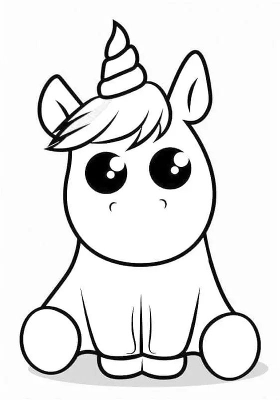 Kawaii Einhorn coloring page for children