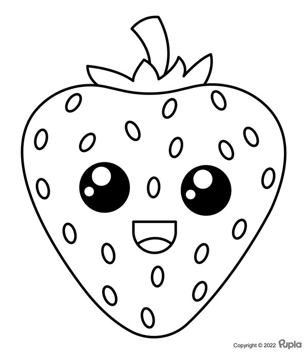 Kawaii Fraise facile et mignonne coloring page for children