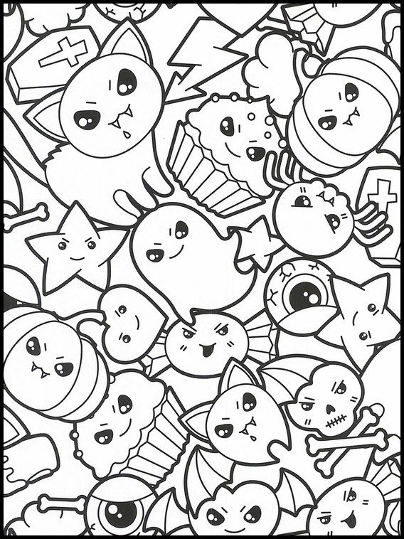 Kawaii Halloween coloring page for children