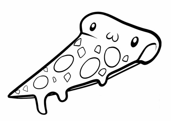 Kawaii Pizzascheibe coloring page for children