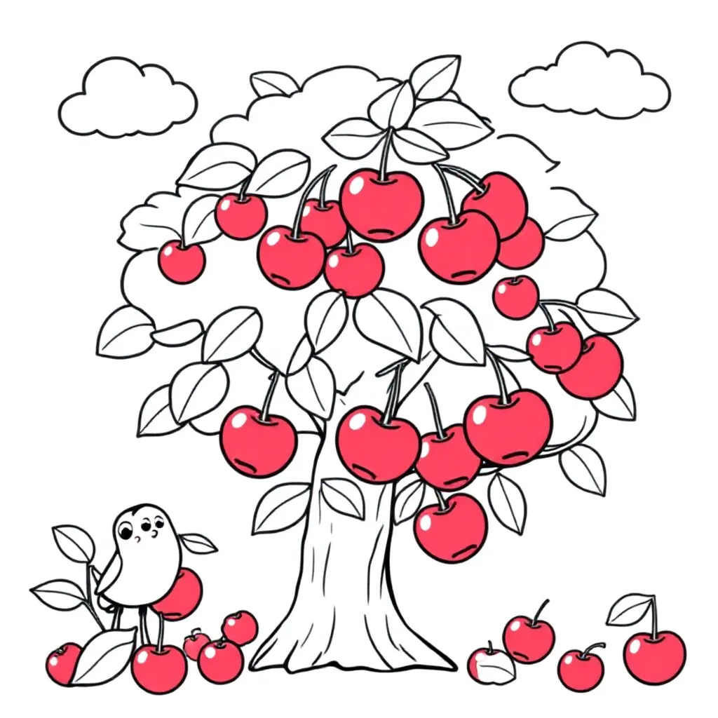 kersen kleurplaat voor kinderen