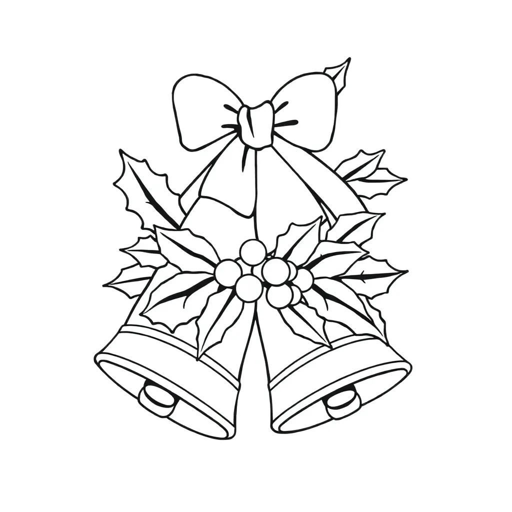 Kerst Bellen Hulstbladeren Lint Feestelijk coloring page for children