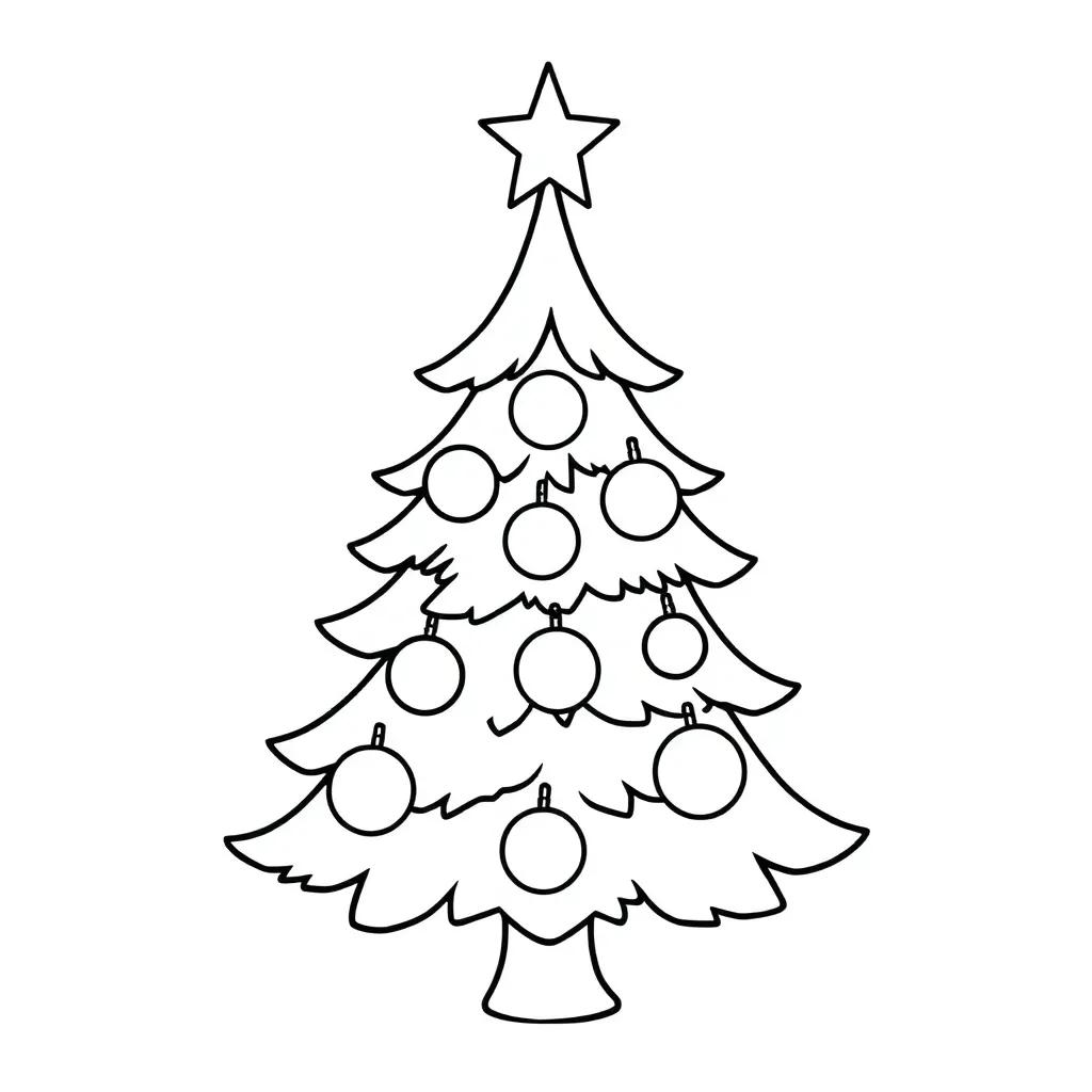 Kerst Feestelijk Winterse Kerstboom Cartoonesk coloring page for children