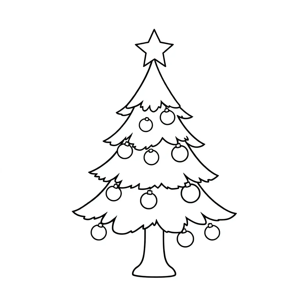 Kerst Feestelijke Kerstboom Kerstversieringen Cartoonachtig Creatief coloring page for children