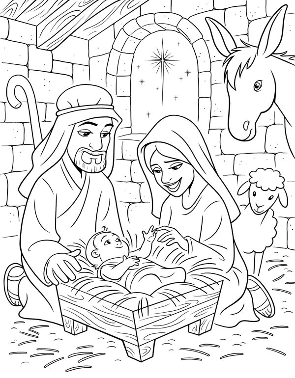 Kerst Geboorte Jezus coloring page for children