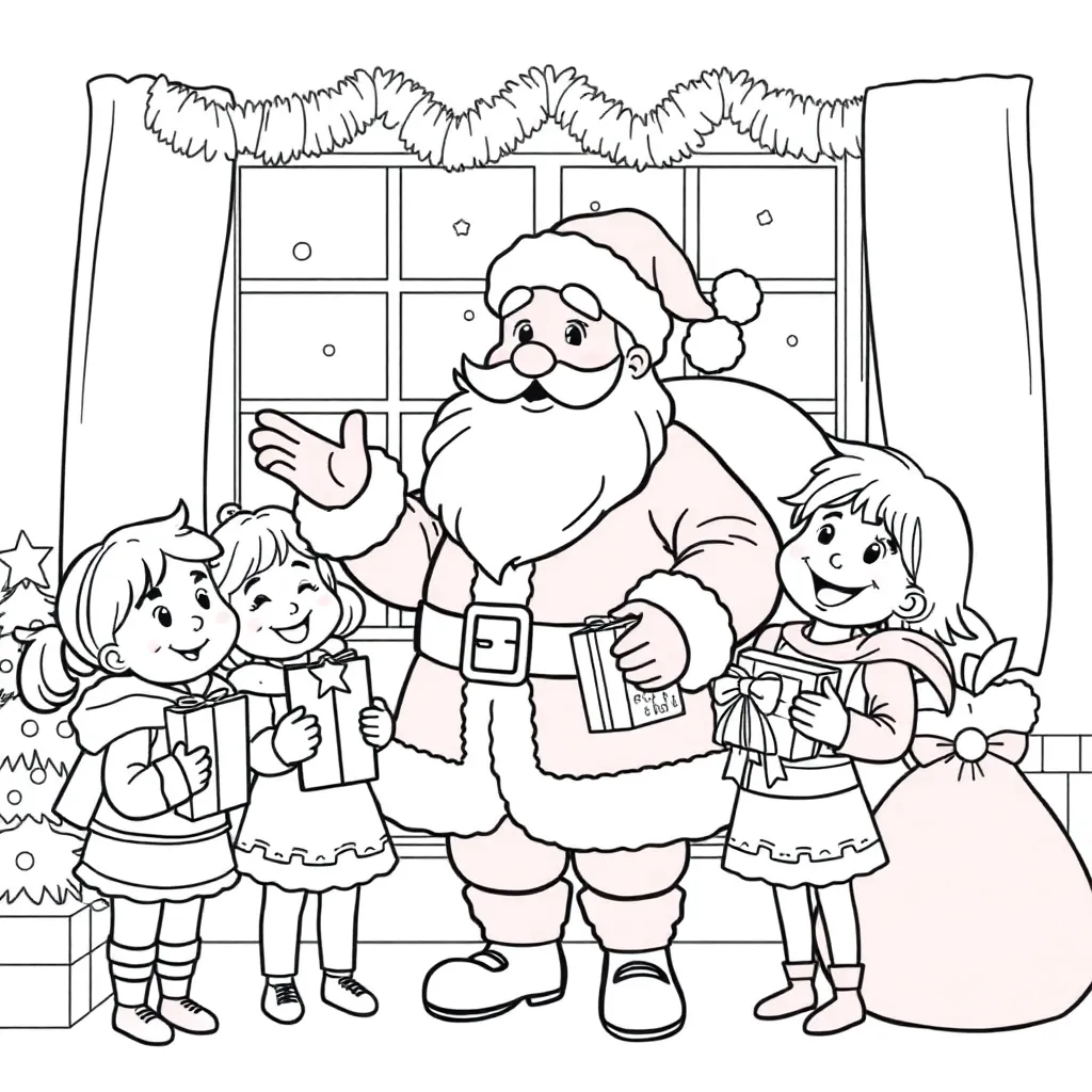 Kerst Kerstman Cadeaus Gezellig Kinderen coloring page for children