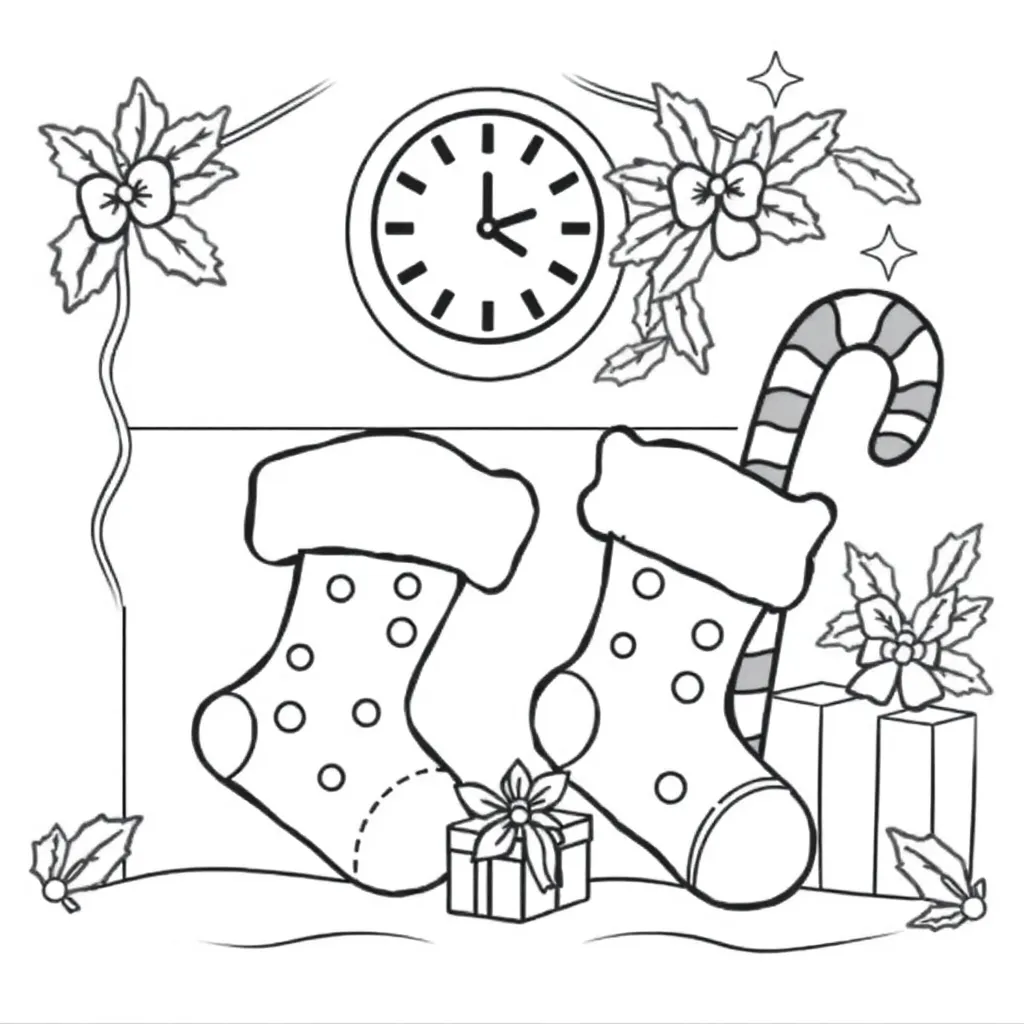 Kerst Kerstsokken Feestelijk Decoraties Gezellig coloring page for children