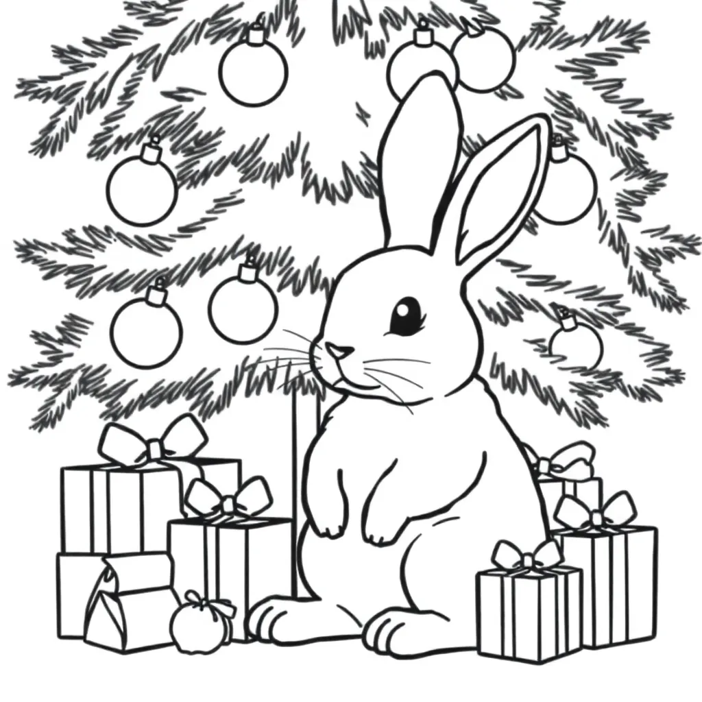 Kerst Konijn coloring page for children