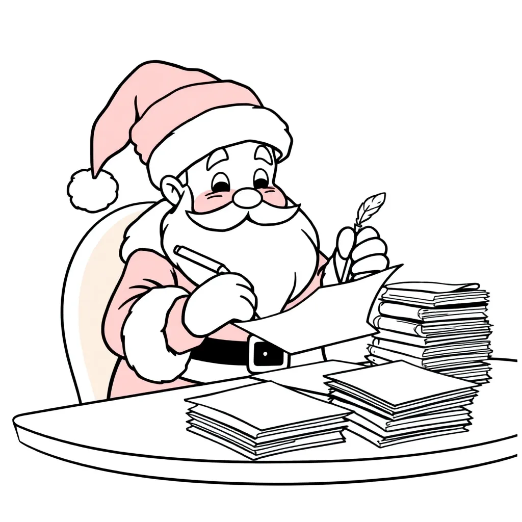 Kerst Santa Brief Schrijven Feestelijk coloring page for children