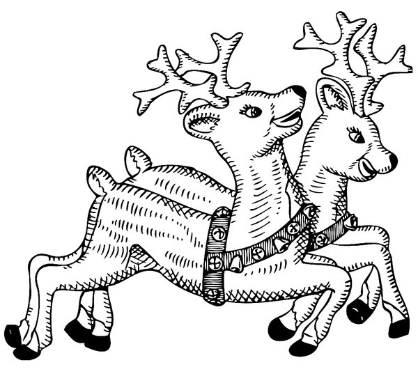Kerst Twee Rendieren coloring page for children
