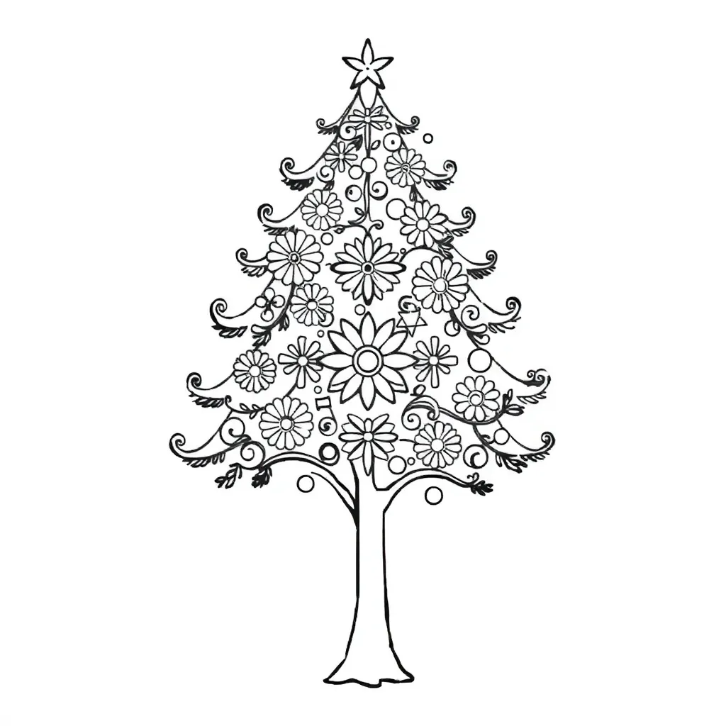 Kerstboom Eenvoudig coloring page for children