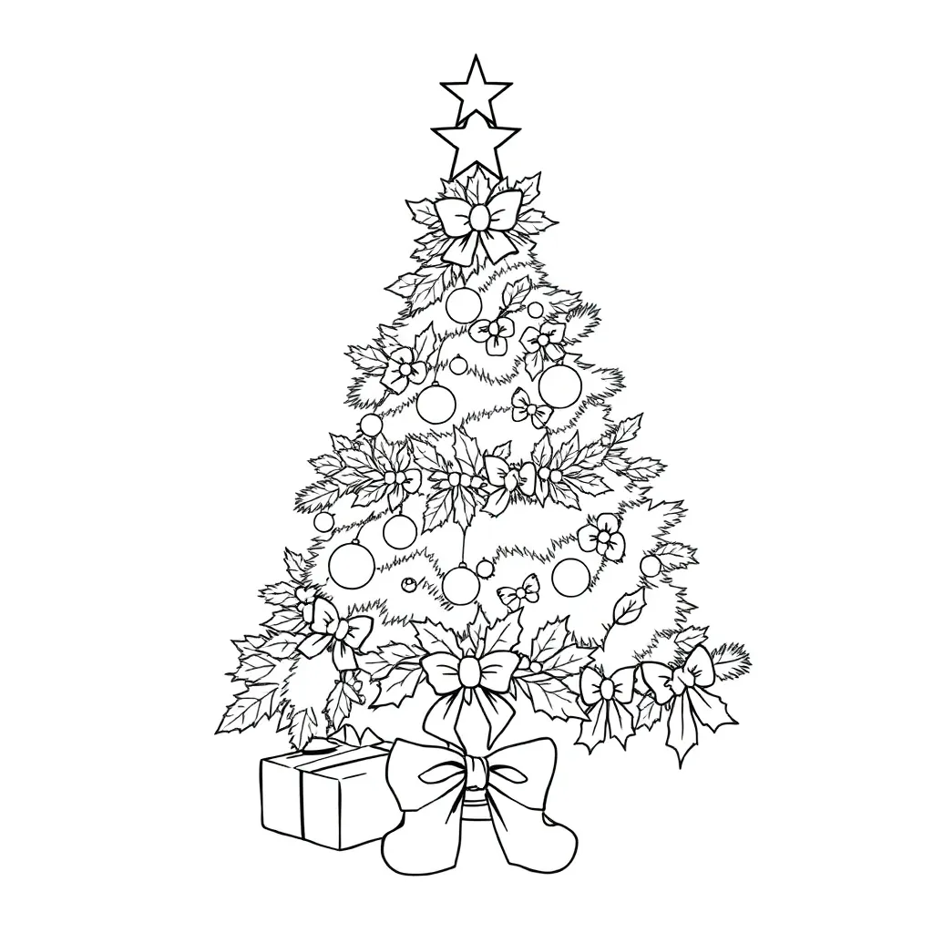 Kerstboom Hulst Strikken Feestelijk Seizoensgebonden coloring page for children