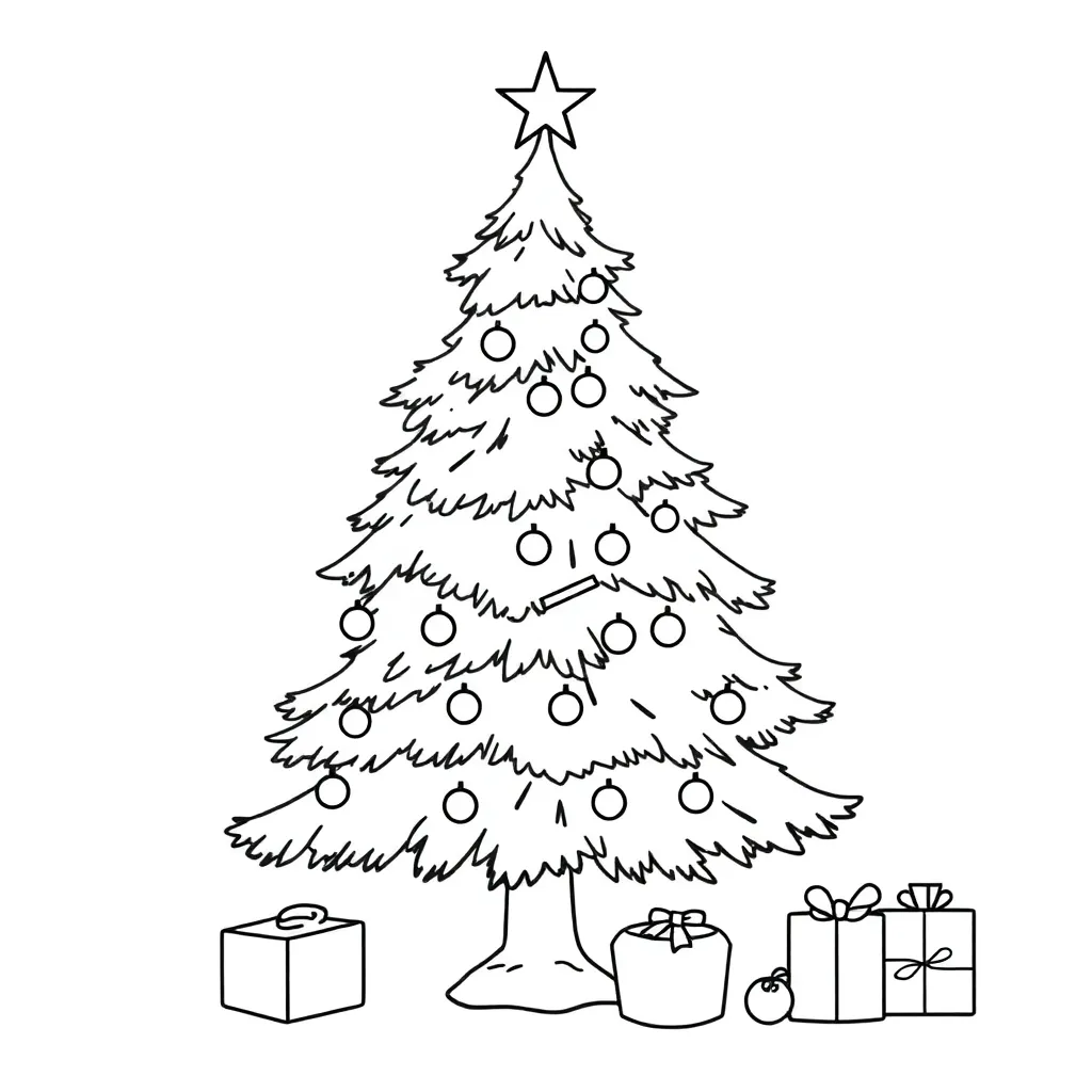 Kerstboom In De Sneeuw Kleurplaat coloring page for children