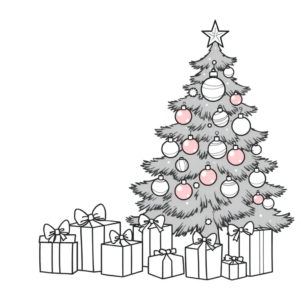 Kerstboom Met Cadeaus coloring page for children